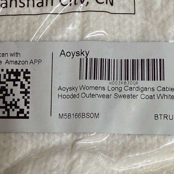 NEW Aoysky Womens Long Cardigans Cable Knitted Oversized Hooded Outer Med White - Picture 6 of 8
